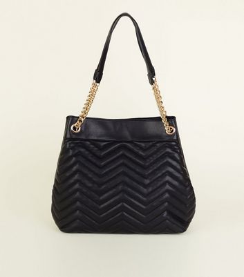 quilted tote bag with chain strap