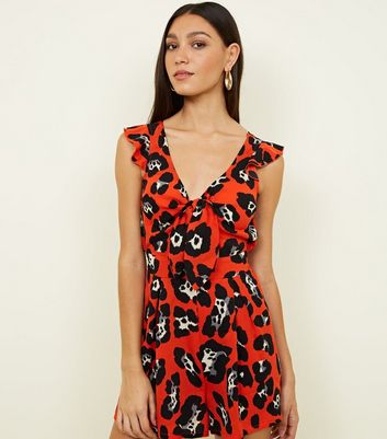 new look red leopard print jumpsuit