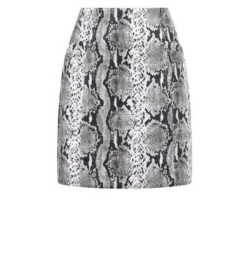 Light Grey Faux Snake Print Mini Skirt 