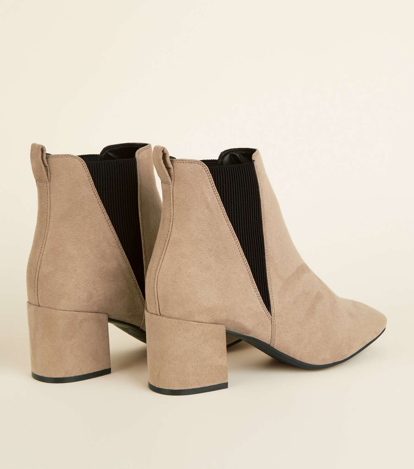 Wide Fit Light Brown Suedette Square Toe Ankle Boots Image 4