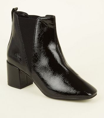 wide fit patent ankle boots
