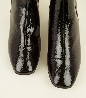 square toe patent boots