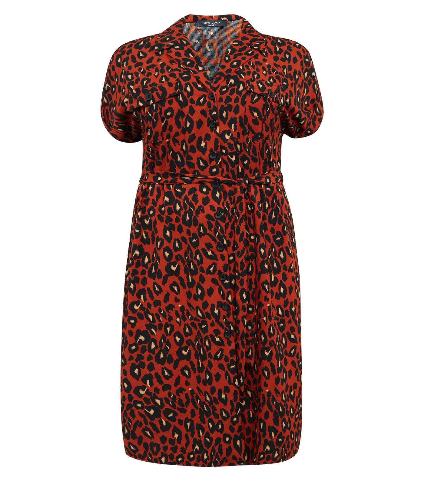 Curves Brown Leopard Print Midi Dress Image 4