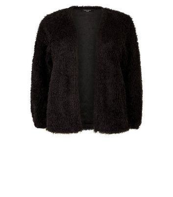 New look black shaggy cardigan best sale