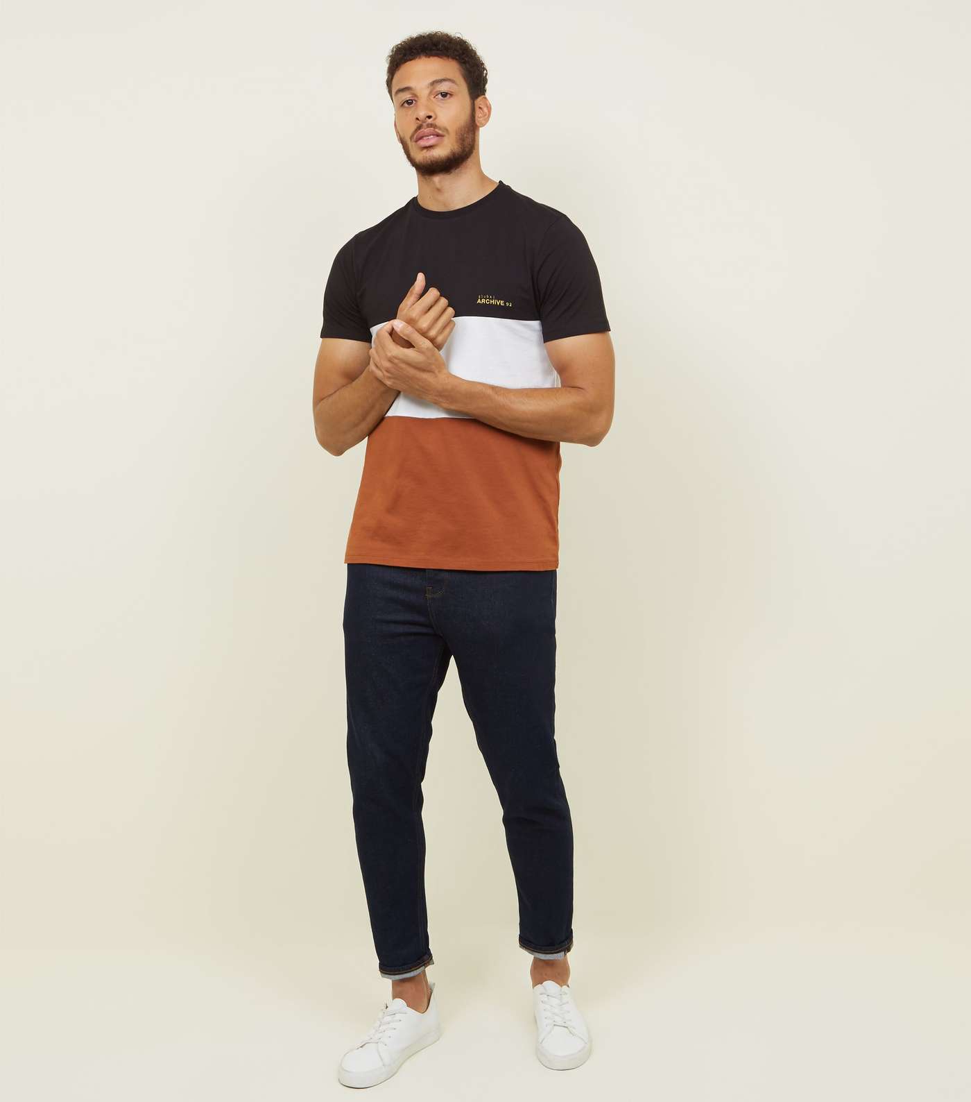 Brown Archive Embroidered Colour Block T-Shirt Image 2