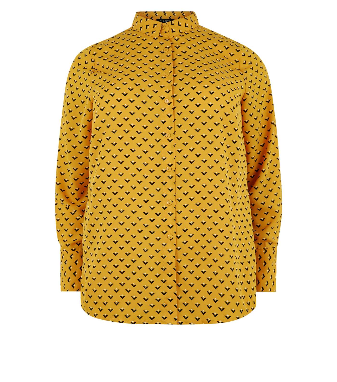 Curves Yellow Geometric Print Long Sleeve Shirt Image 4
