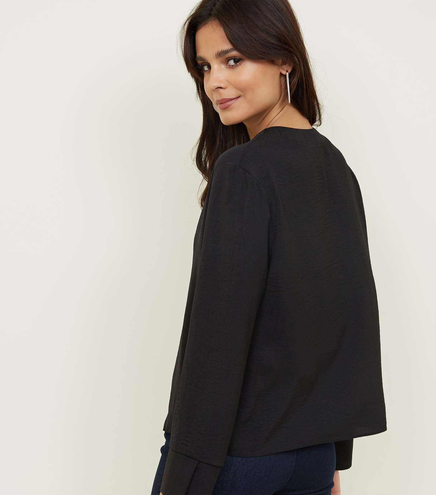 Black Button Front Long Sleeve Shirt Image 3