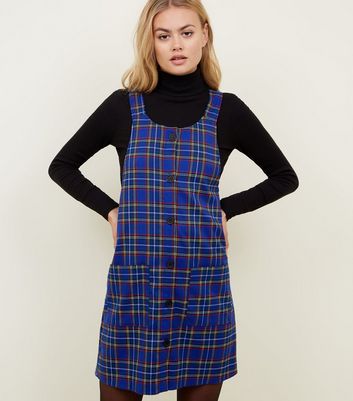 new look checked pinafore dress