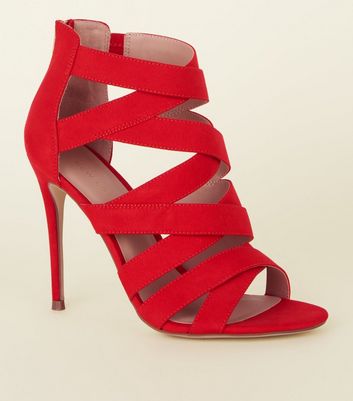 Red clearance strappy shoes