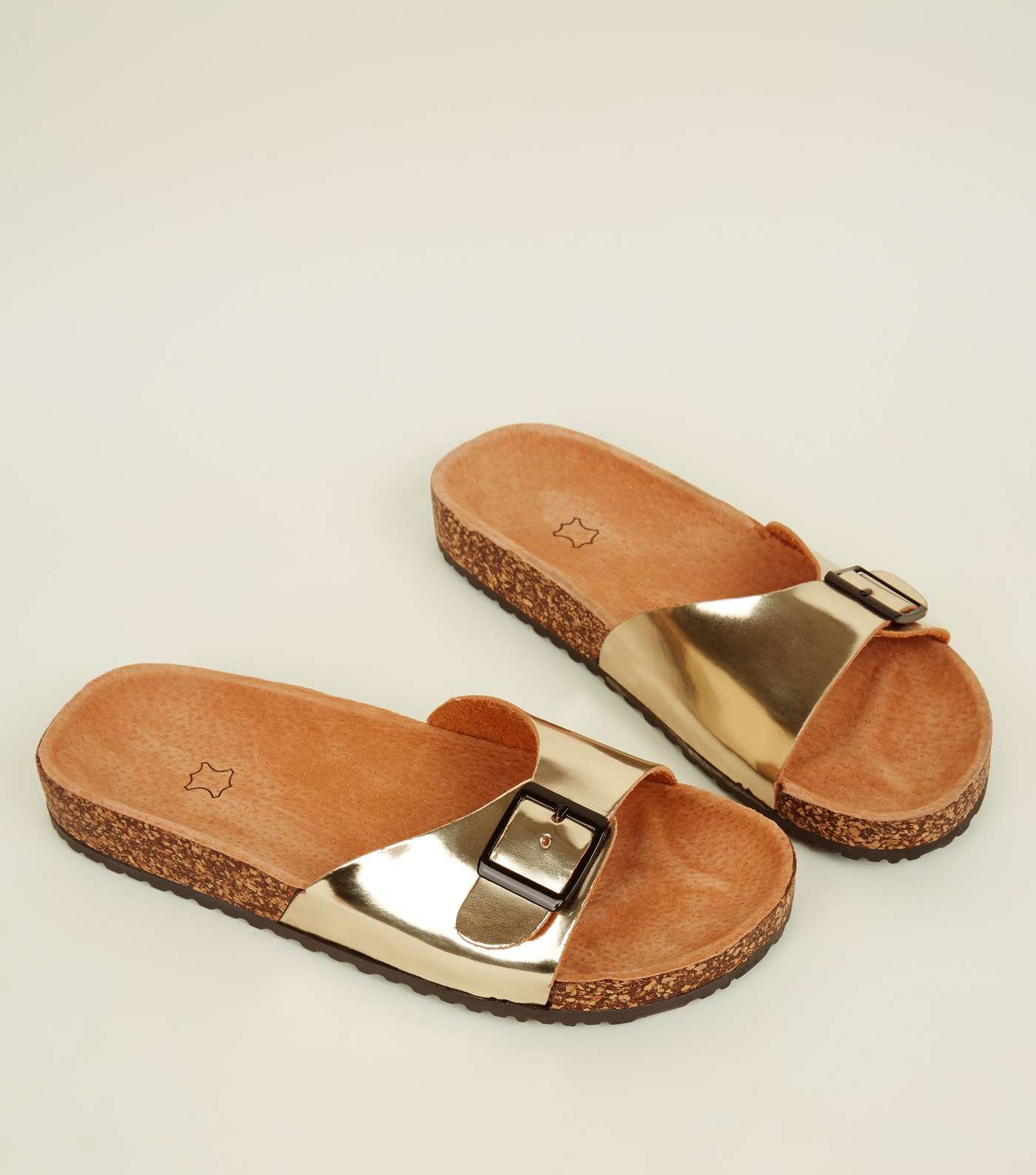 Gold Leather Lined Footbed Sandals Image 3
