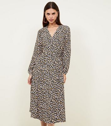 new look leopard print wrap dress