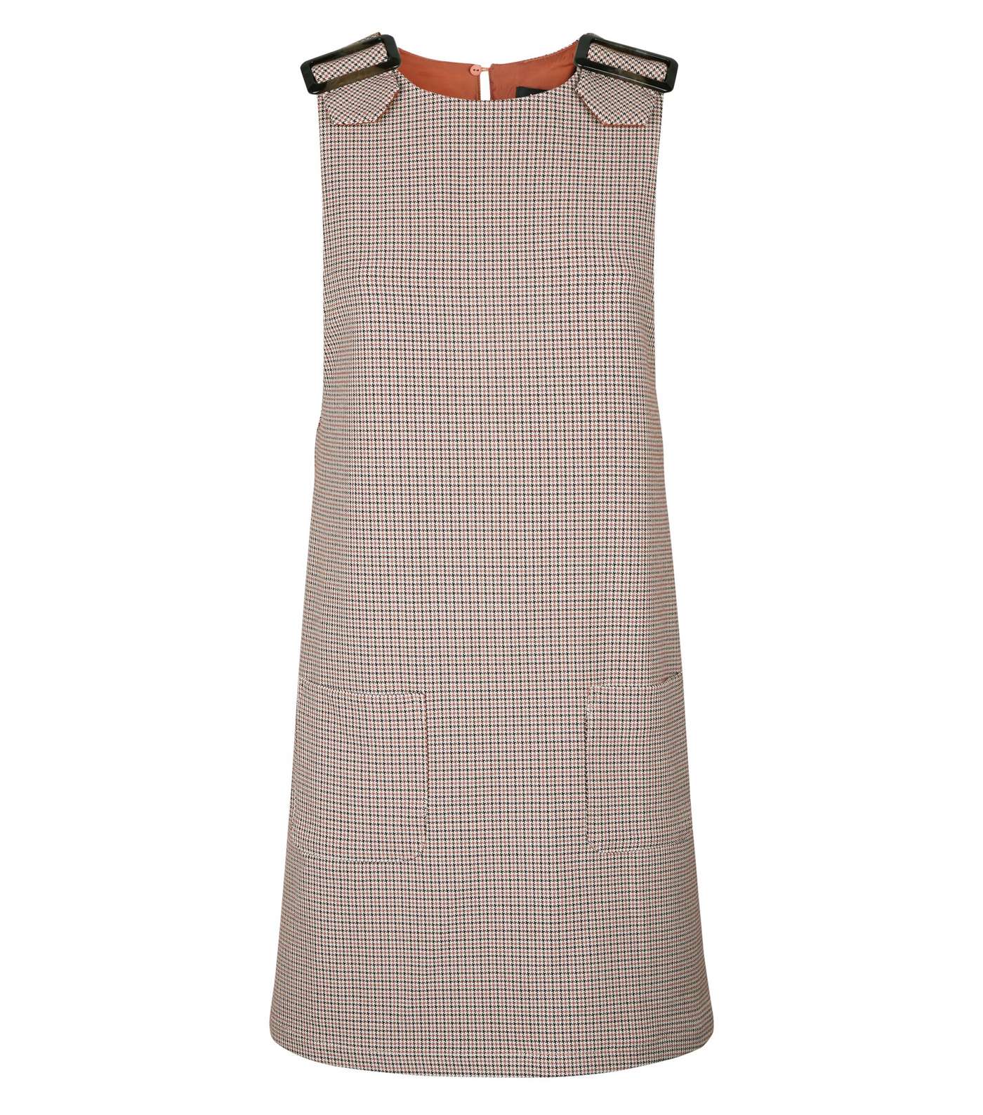Brown Houndstooth Buckle Pinafore Dress  Image 4