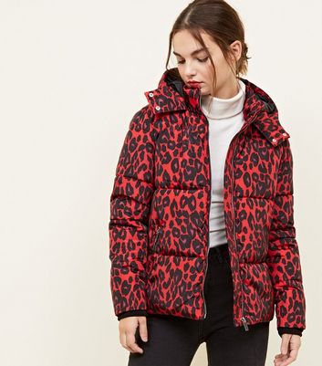 red puffer coat new look