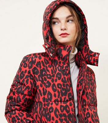 red puffer coat new look