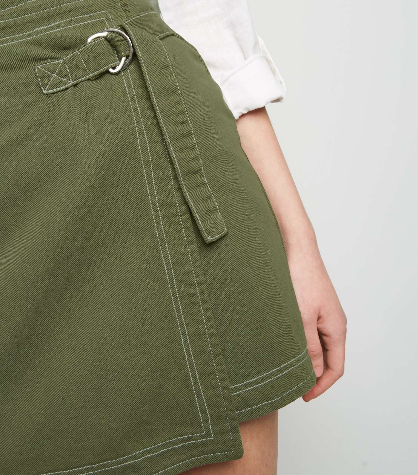 Khaki Wrap Denim Skirt  Image 5