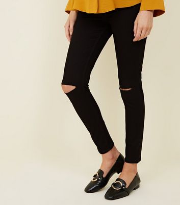 black ripped knee jeggings