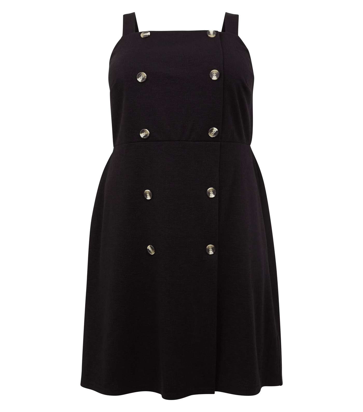Curves Black Double Breasted Pinafore Dress Image 4