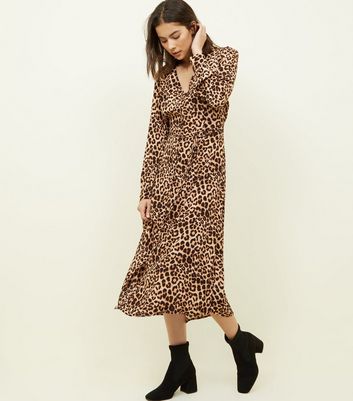 leopard print button up dress