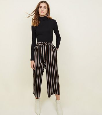 new look black and white striped trousers