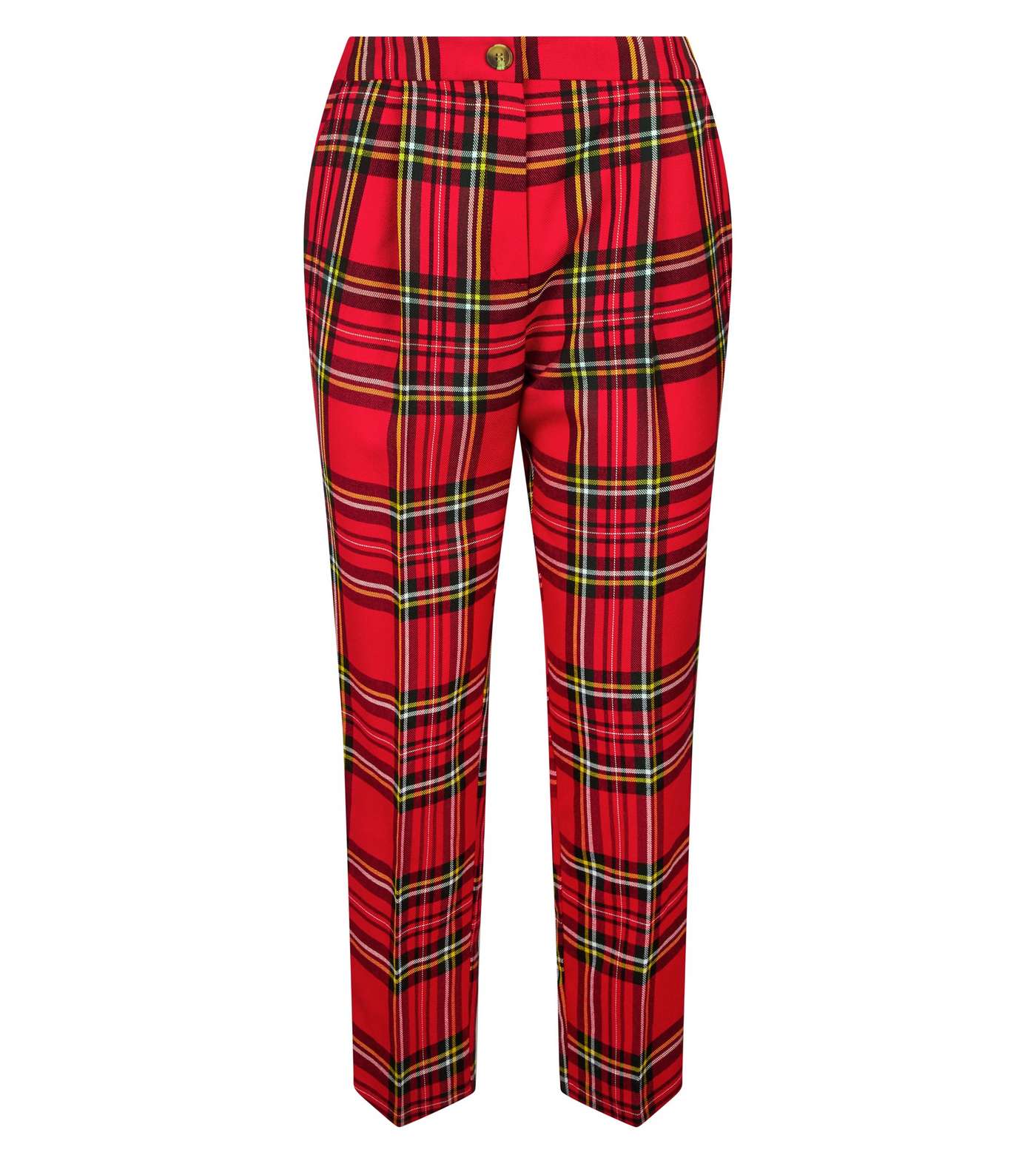 Red Tartan Check Tapered Trousers Image 4