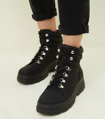 Black Chunky Lace Up Hiker Boots | New Look