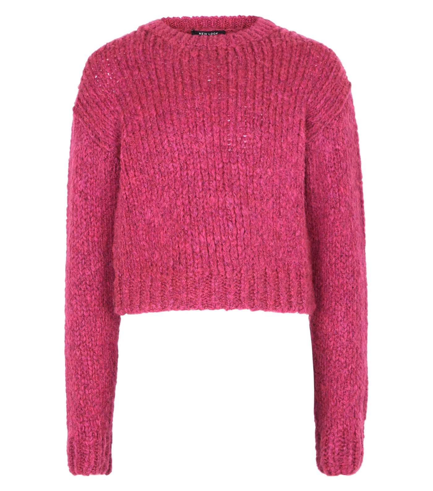 Girls Bright Pink Fluffy Knit Jumper Image 4