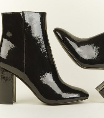 black crinkle effect ankle boots