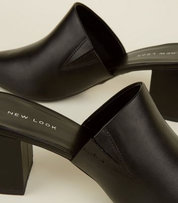 pointed high heel mules