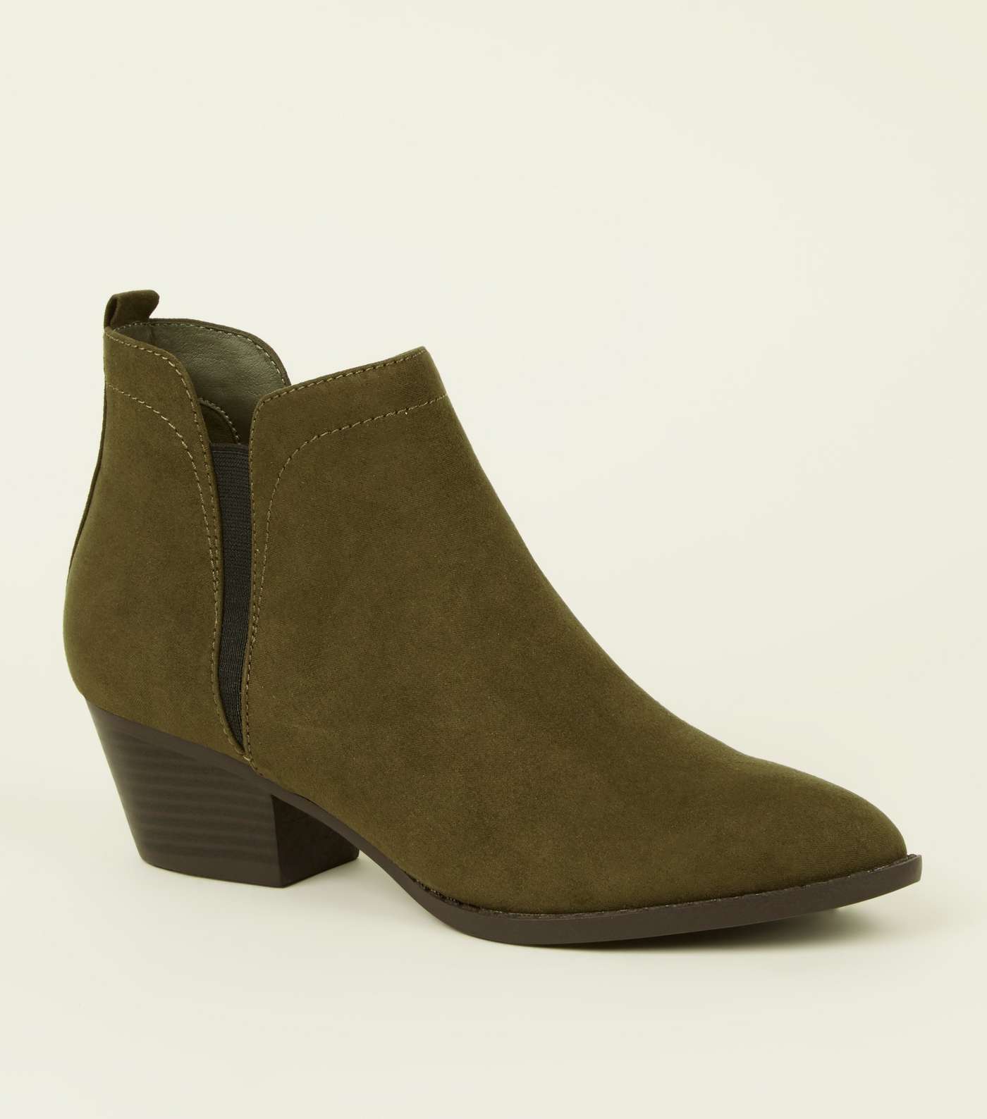 Khaki Pointed Western Chelsea Boots