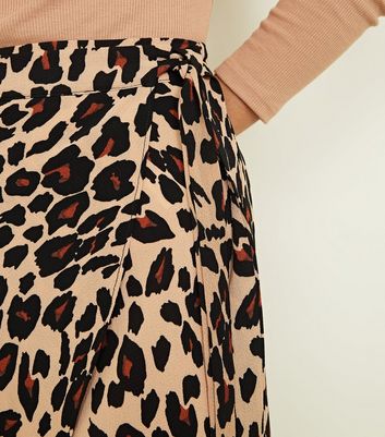 Petite brown leopard print wrap pencil skirt best sale