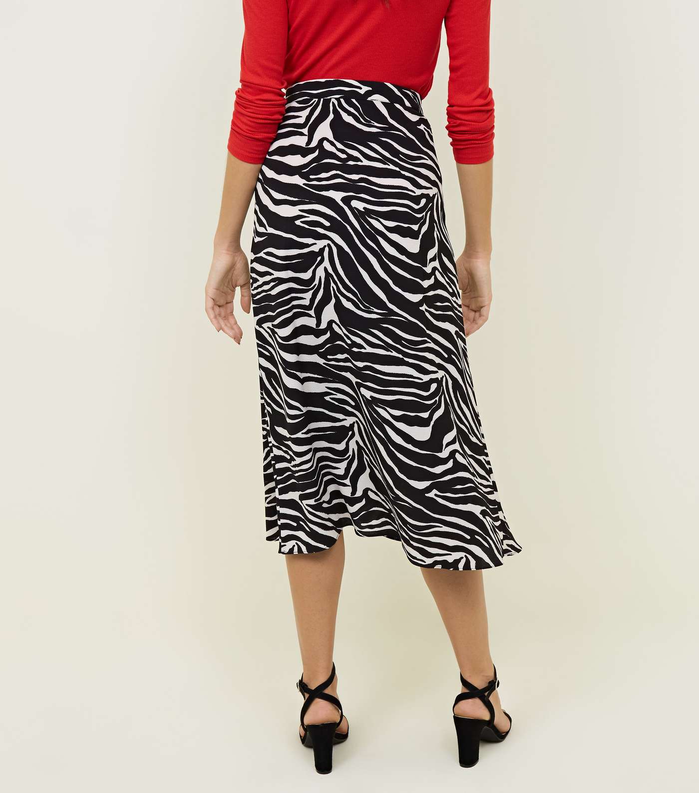 Black Zebra Print Midi Skirt Image 5