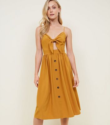 new look mustard midi dress