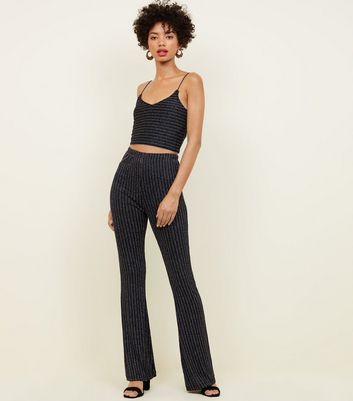 black trousers with glitter stripe