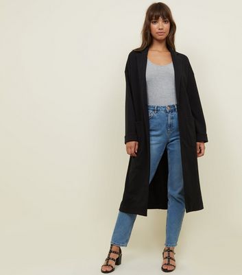 new look black duster coat