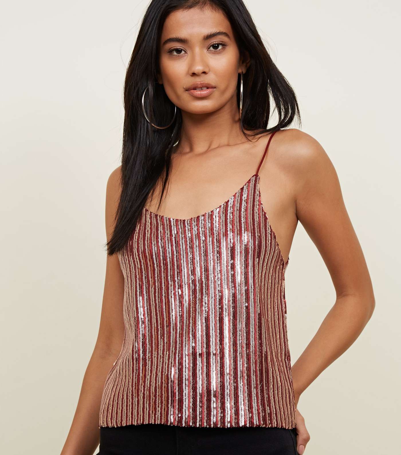 QED Red Sequin Stripe Top