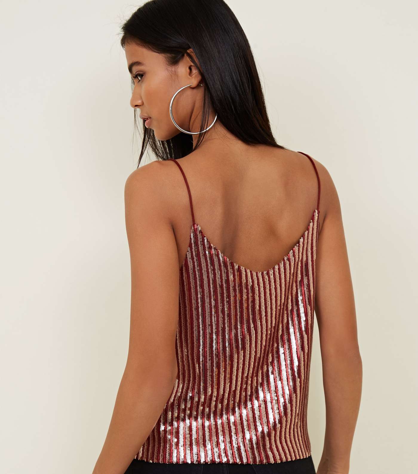 QED Red Sequin Stripe Top Image 3