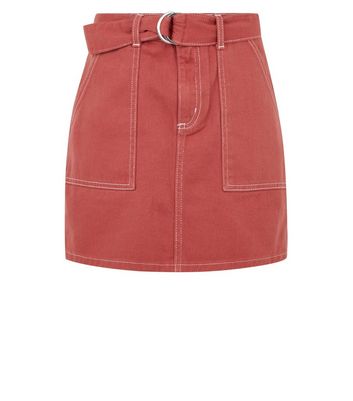 new look pink denim skirt