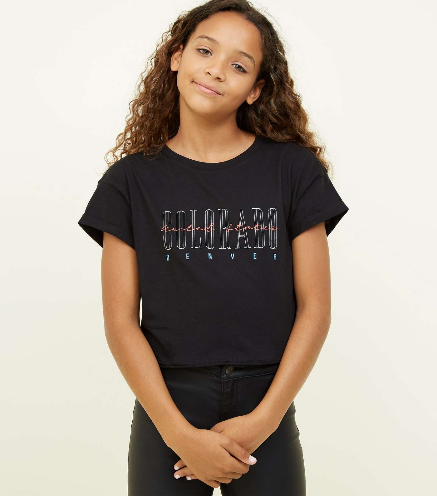 Girls Black Colorado Print T-Shirt