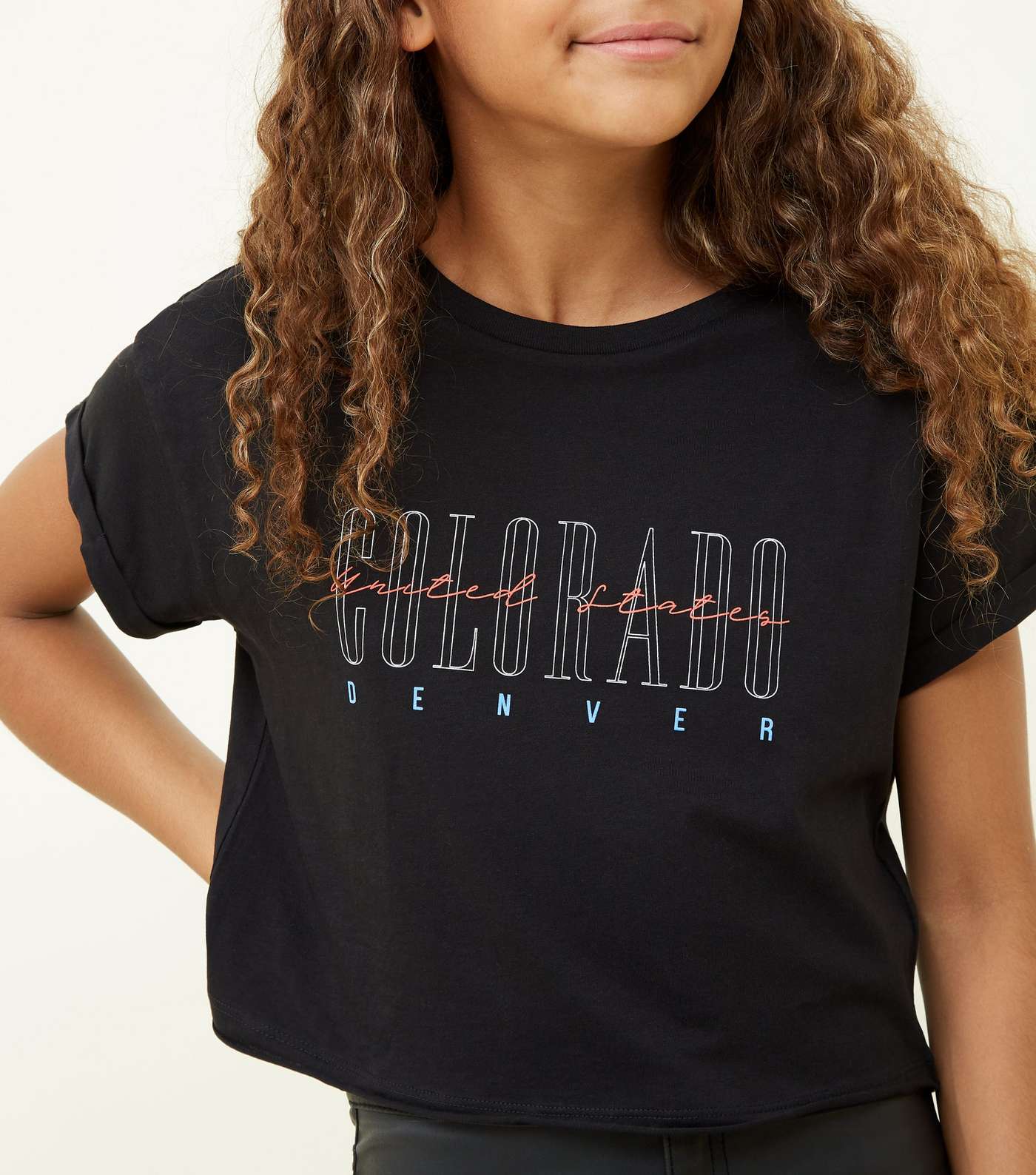 Girls Black Colorado Print T-Shirt Image 3