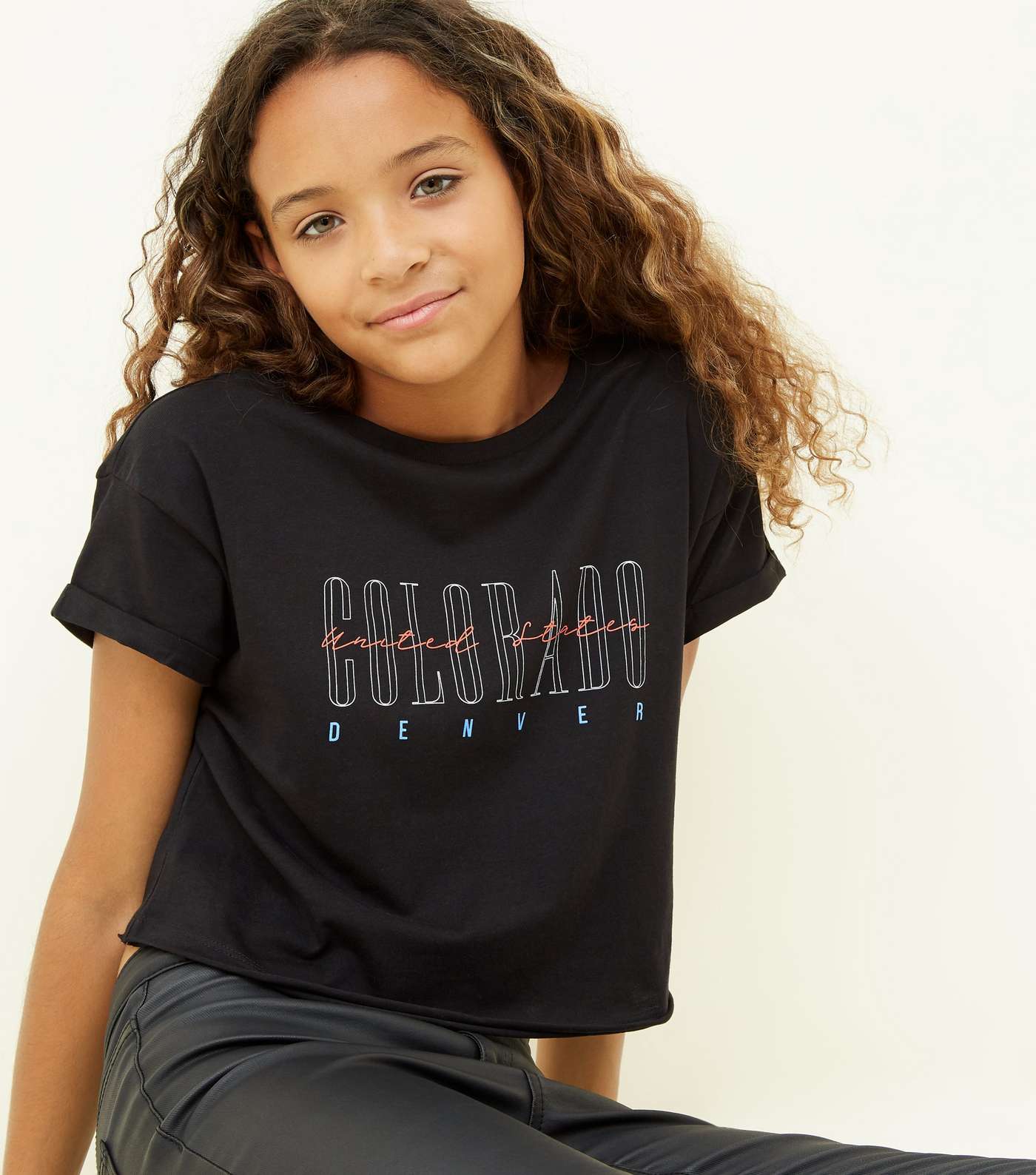 Girls Black Colorado Print T-Shirt Image 5