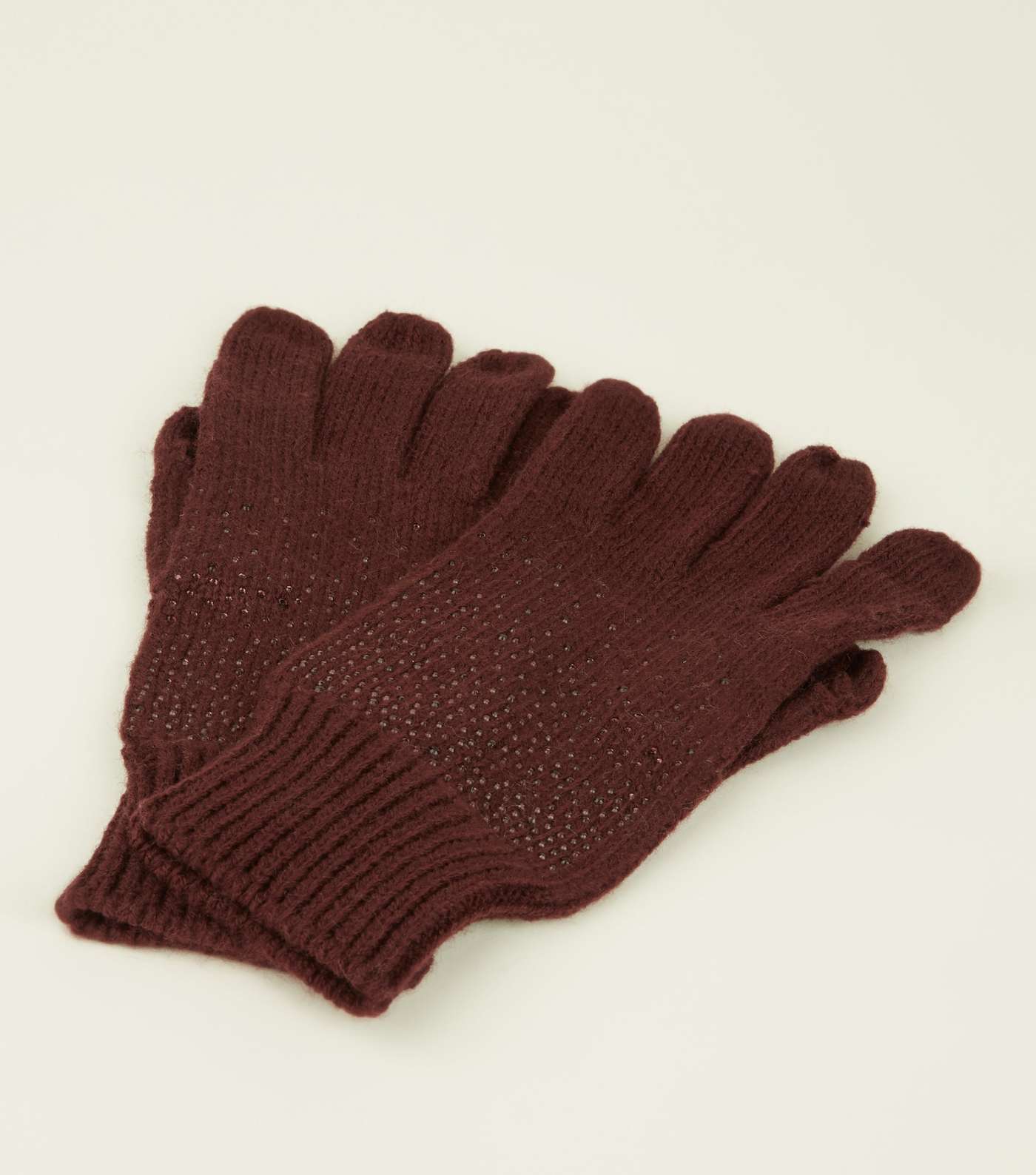 Burgundy Gem Split Finger Touch Screen Gloves  Image 2
