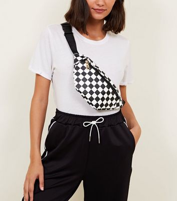 black and white checkerboard bum bag