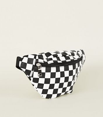 black and white checkerboard bum bag