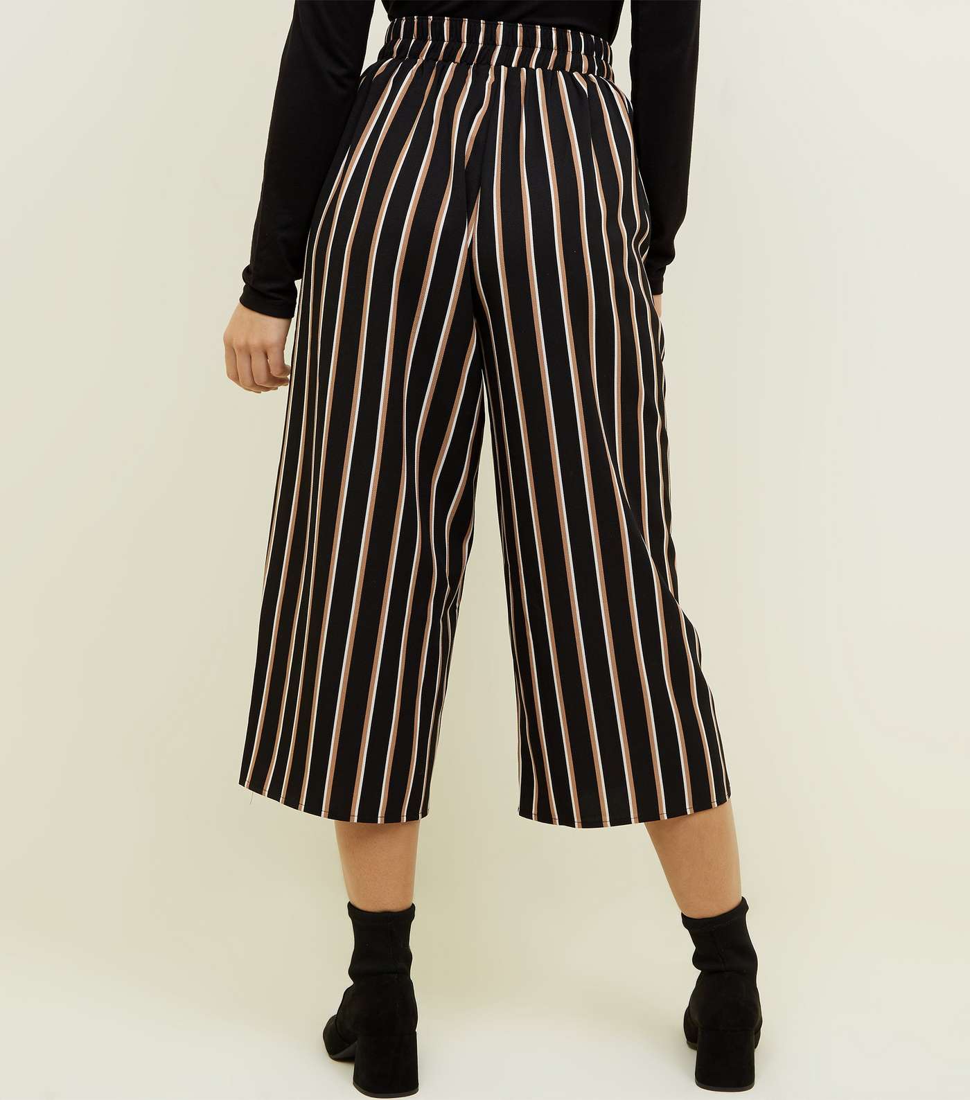 Petite Black Stripe Twill Paperbag Waist Trousers Image 5