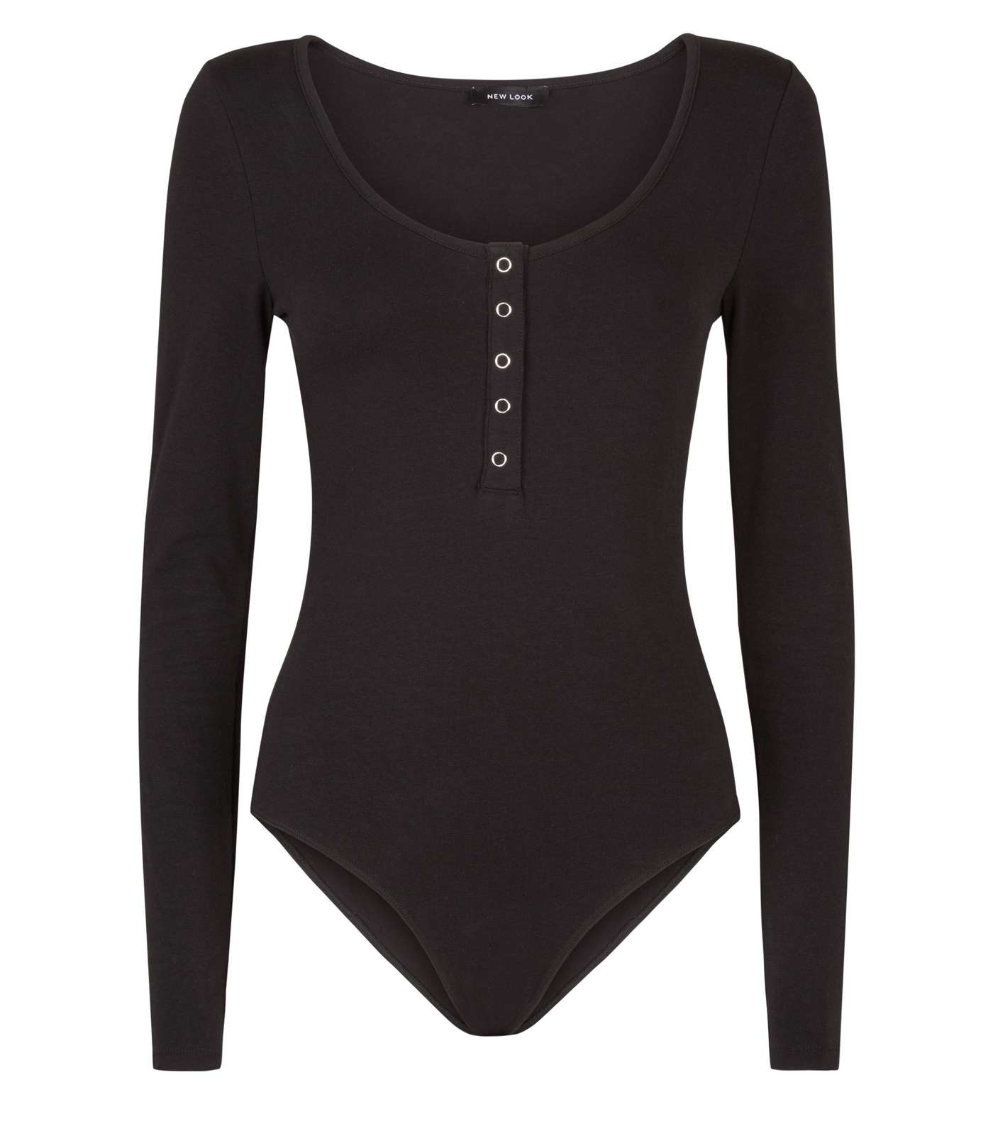 Black Long Sleeve Popper Front Bodysuit Image 4