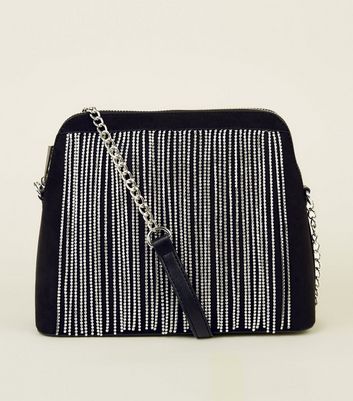 new look black tassel bag