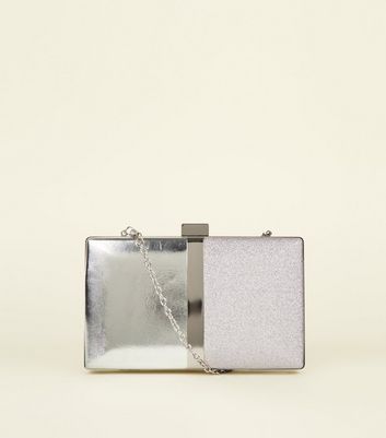 new look silver clutch