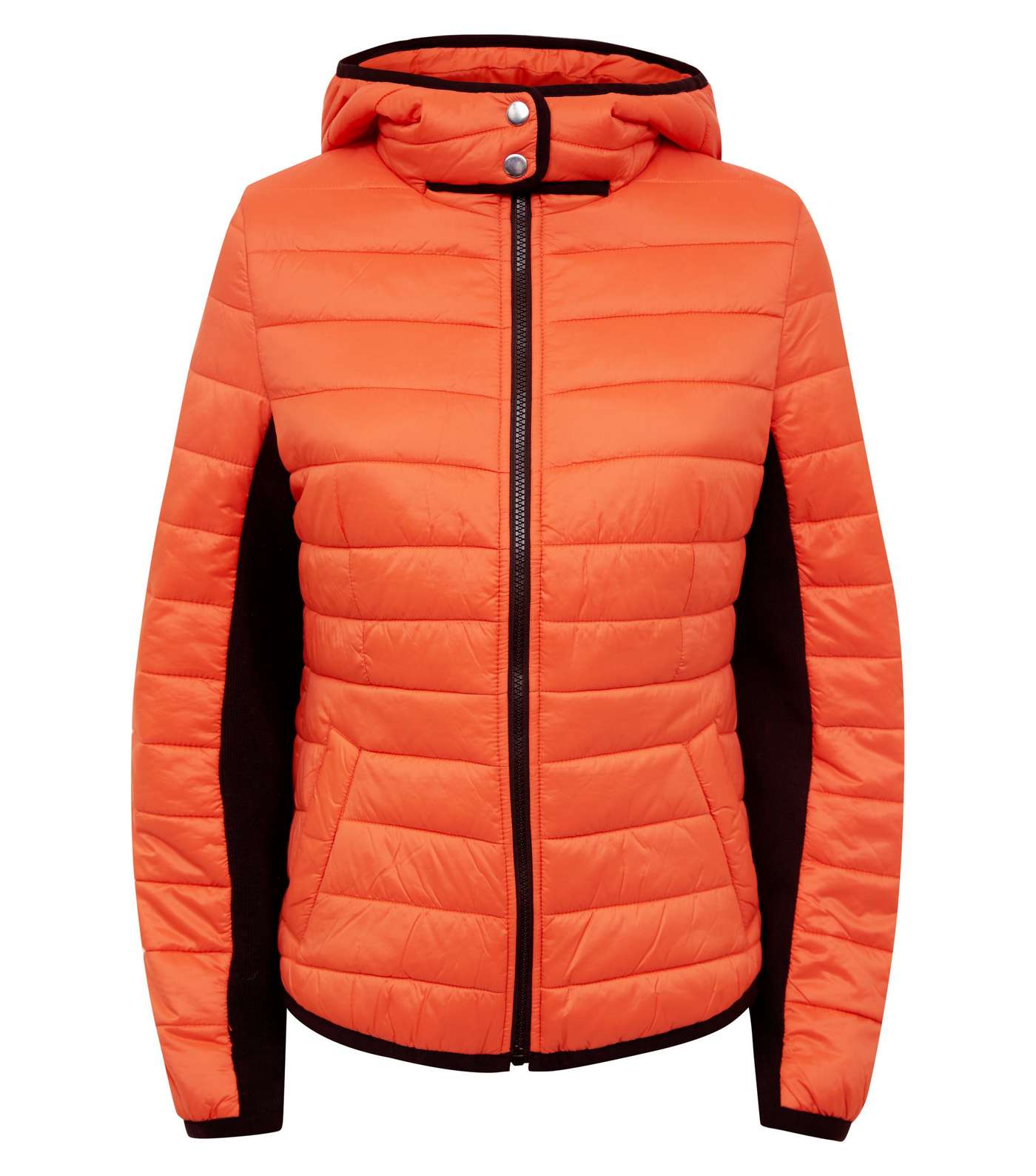 Orange Neon Hooded Lightweight Puffer Jacket Image 4