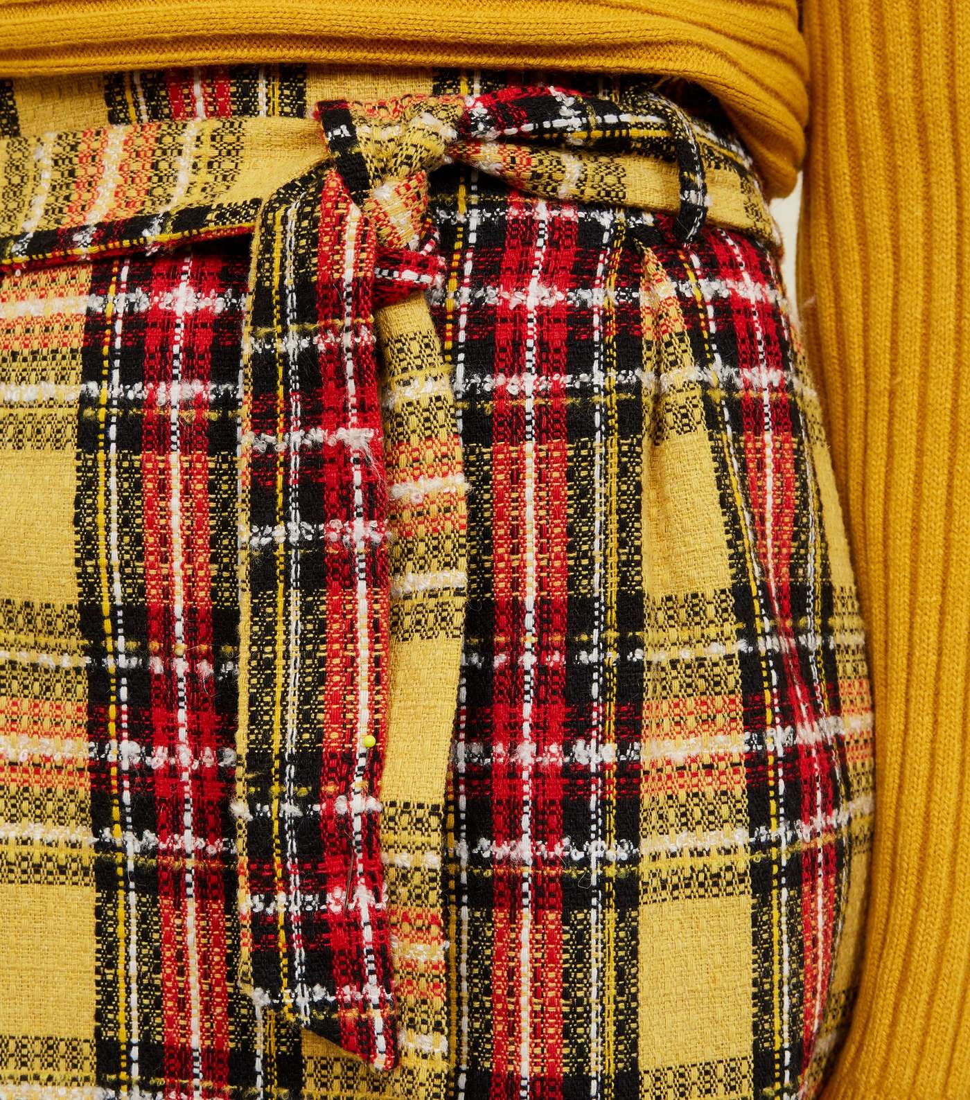 Yellow Bouclé Check Paperbag Mini Skirt Image 5