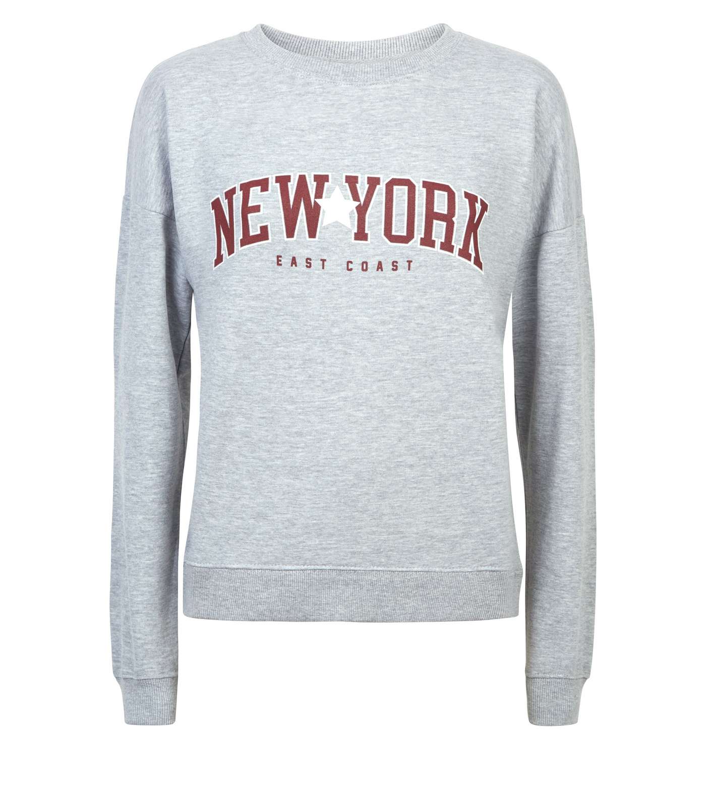 Grey Marl New York Slogan Sweatshirt  Image 4